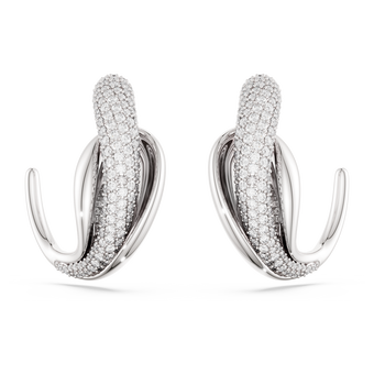 swarovski classica hoop earrings  statement  round cut  white  sterling silver