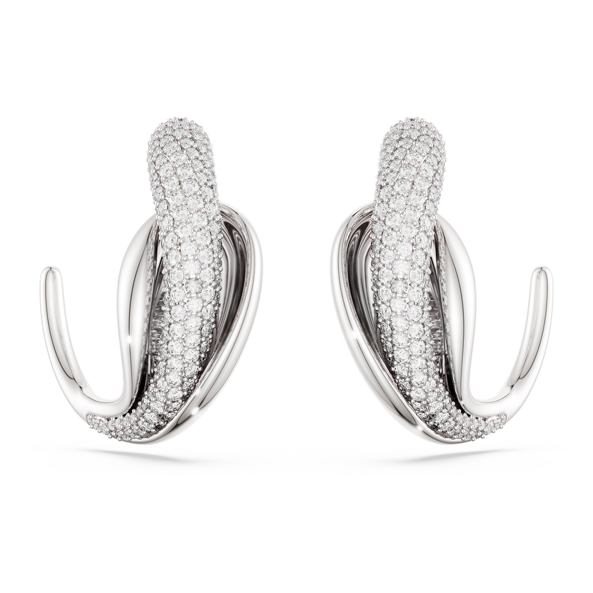 swarovski classica hoop earrings  statement  round cut  white  sterling silver