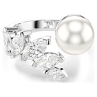 swarovski mesmera open ring  crystal pearl  marquise cut  white  rhodium plated