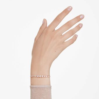 swarovski imber tennis bracelet  mixed round cuts  pink  rose gold tone plated