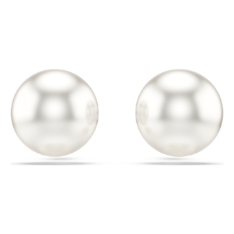 swarovski matrix stud earrings  crystal pearl  white  rhodium plated