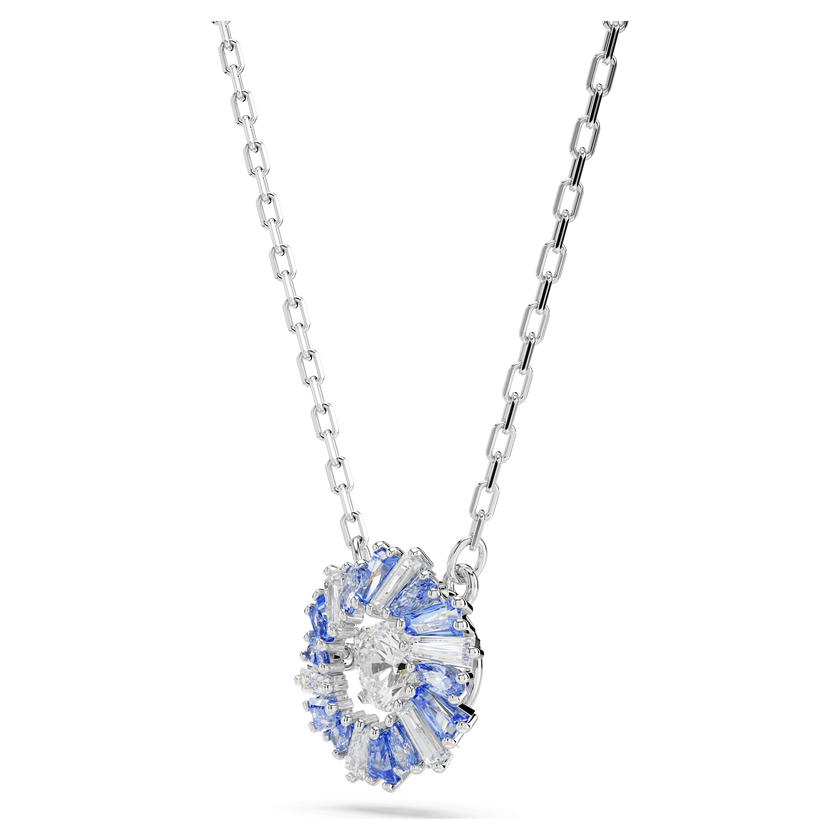 Idyllia set, Mixed cuts, Flower, Blue, Rhodium plated | Swarovski Qatar