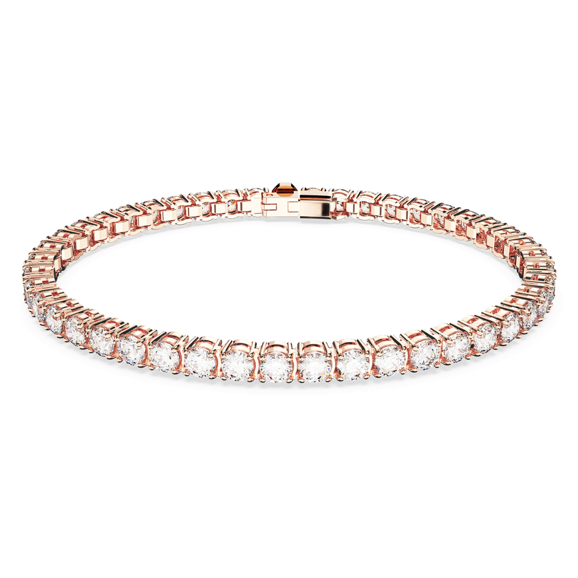 swarovski matrix tennis bracelet  round cut  white  rose gold tone plated