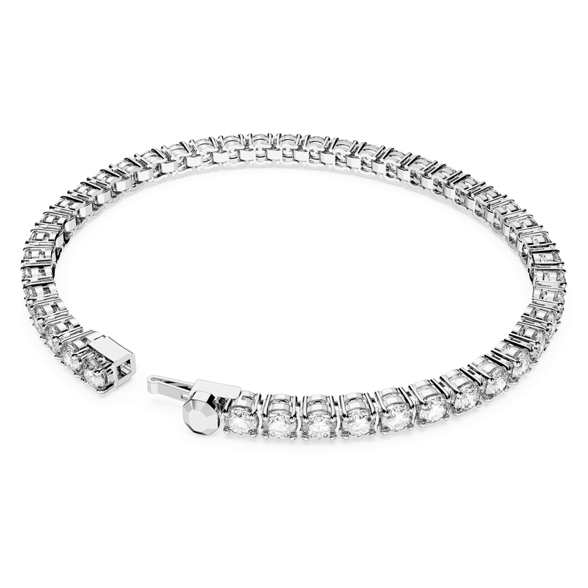 swarovski matrix tennis bracelet  round cut  white  rhodium plated