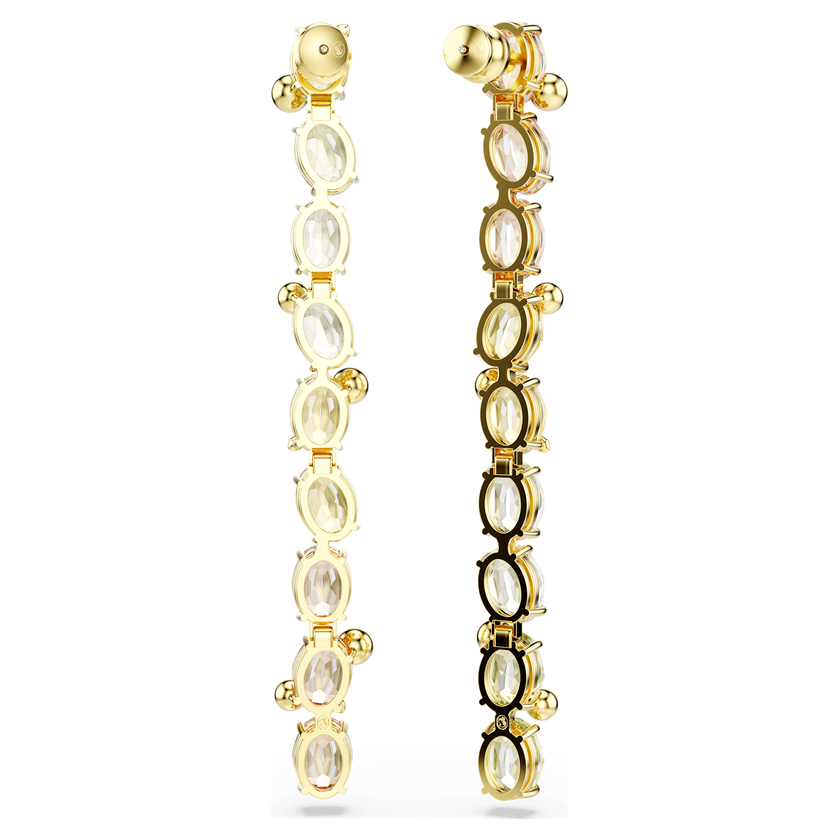 swarovski gema drop earrings  asymmetrical design  mixed cuts  multicolored  gold tone plated