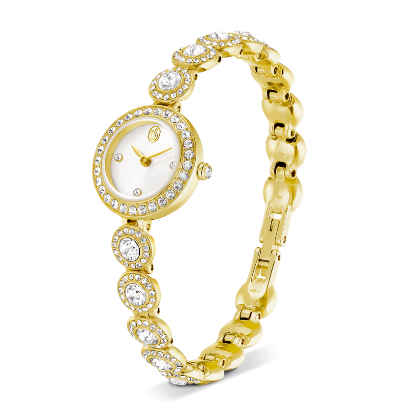 swarovski una angelic watch  crystal bracelet  gold tone  gold tone finish