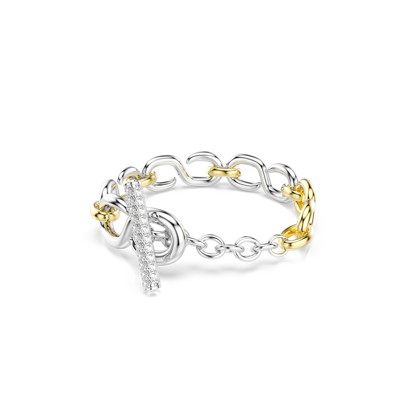 swarovski dextera bracelet  round cut  t bar  white  mixed metal finish