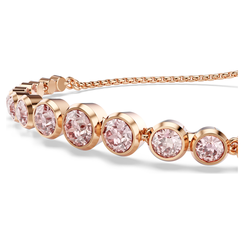 swarovski imber bracelet  mixed round cuts  pink  18k rose gold finish