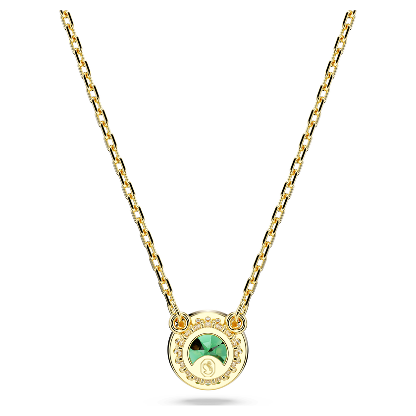 swarovski una angelic pendant  round cut  pav   green  gold tone plated