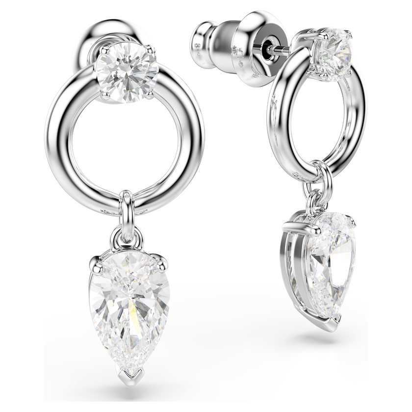 swarovski mesmera drop earrings  mixed cuts  white  rhodium plated