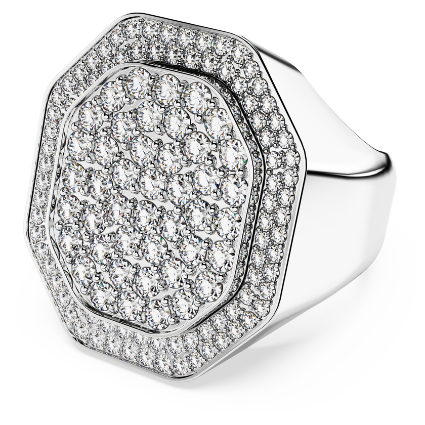 swarovski dextera cocktail ring  octagon shape  white  rhodium plated
