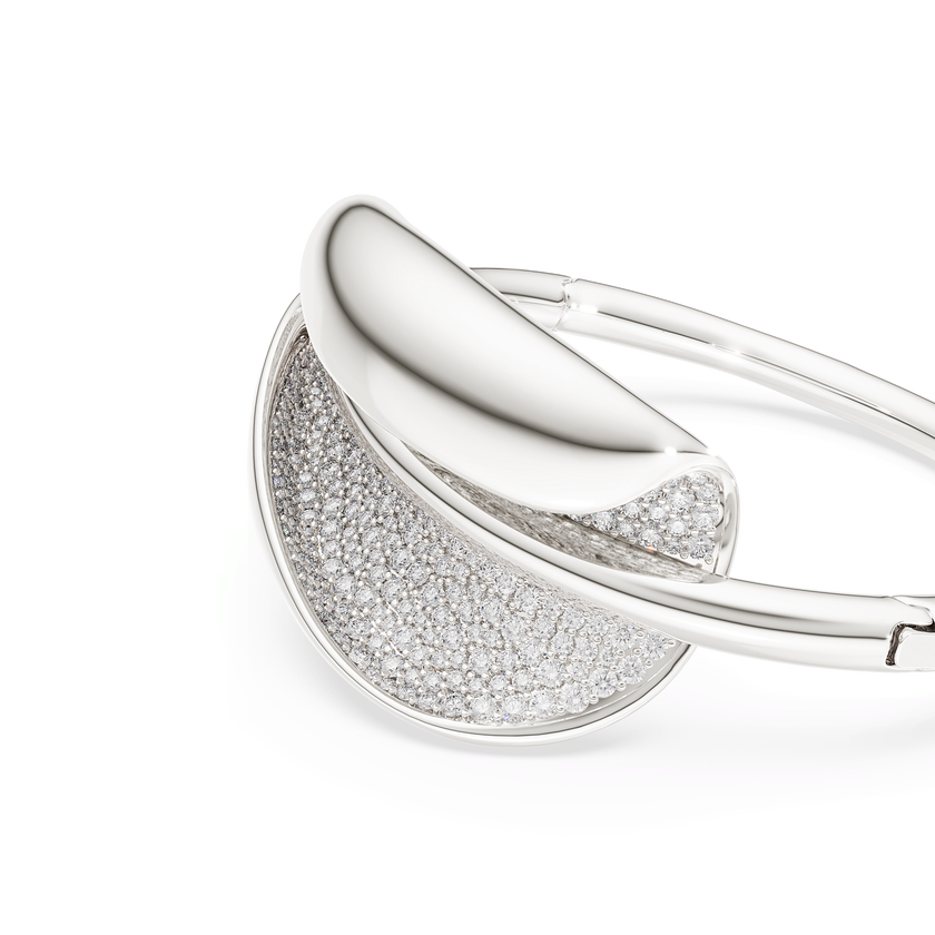 swarovski classica bangle  statement  round cut  white  sterling silver