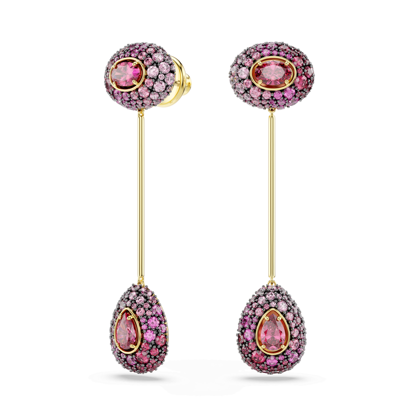 swarovski sublima drop earrings  pear cut  red  18k gold finish