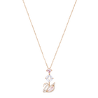 Dazzling Swan Y Necklace, Multi-colored, Rose gold plating