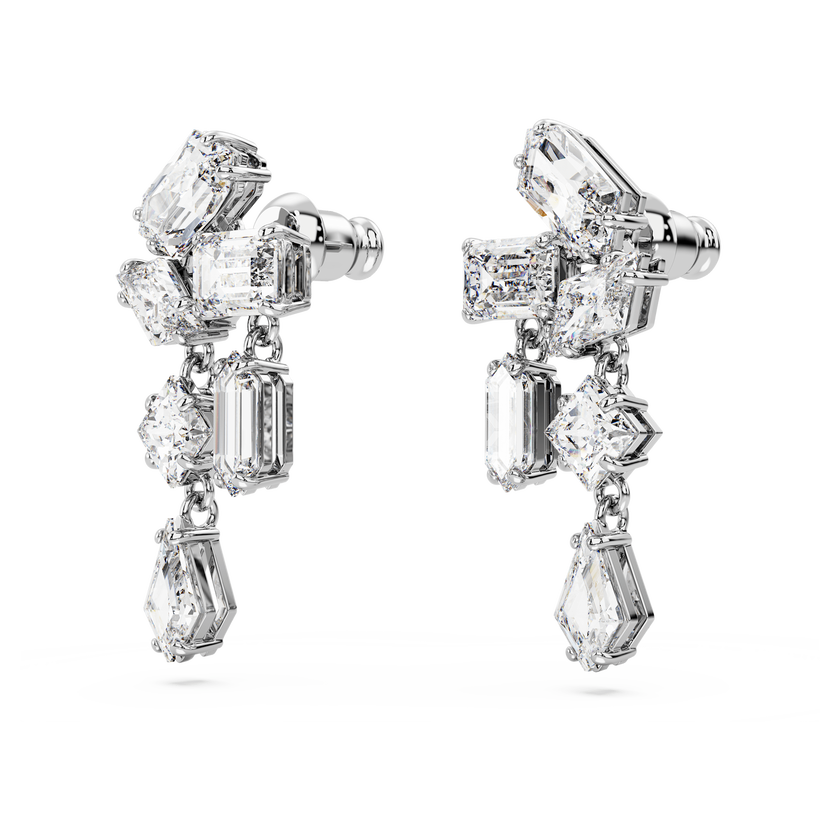 swarovski mesmera drop earrings  mixed cuts  white  rhodium plated