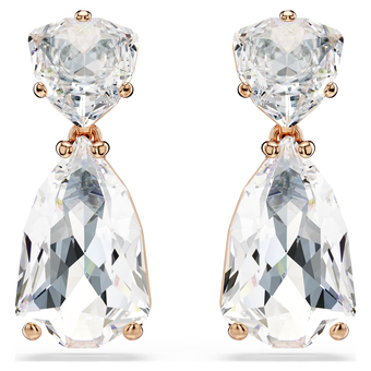 swarovski mesmera drop earrings  pear cut  white  rose gold tone plated