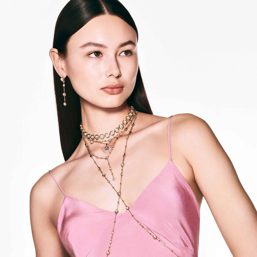 swarovski imber necklace  round cut  white  gold tone plated