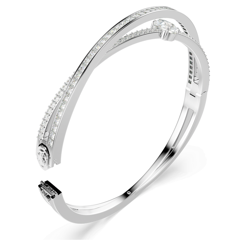 swarovski hyperbola bangle  mixed cuts  white  rhodium plated