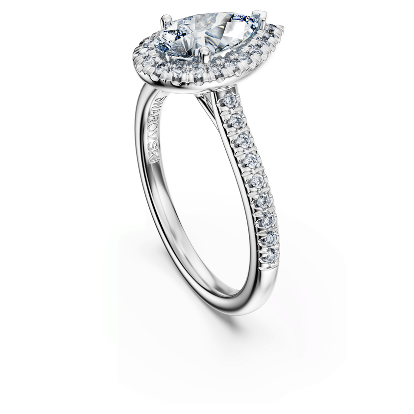 swarovski eternity halo solitaire ring  laboratory grown diamonds 1 3 ct tw  18k white gold