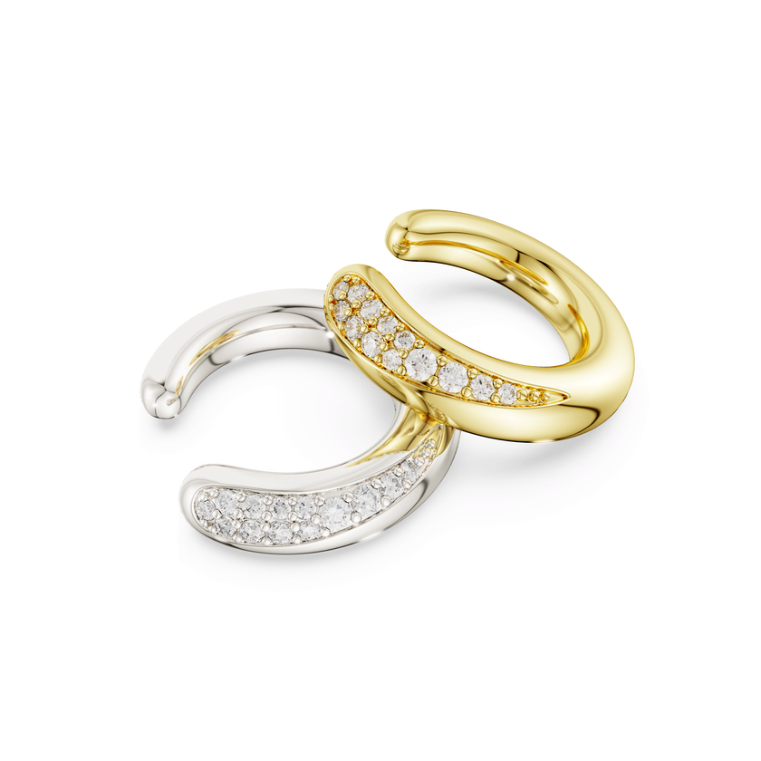 swarovski classica ear cuffs  round cut  white  sterling silver  18k gold finish