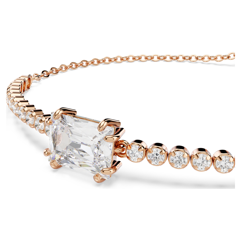 swarovski matrix tennis bracelet  mixed cuts  white  rose gold tone plated