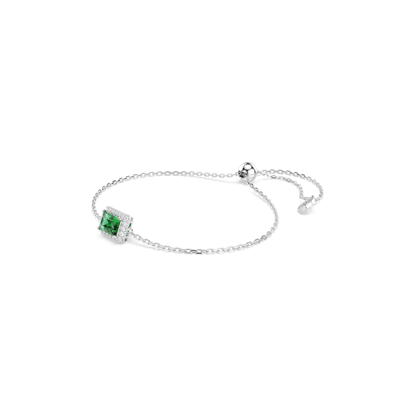 swarovski una angelic bracelet  rectangular cut  pav   green  rhodium plated