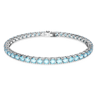 swarovski matrix tennis bracelet  round cut  blue  rhodium plated