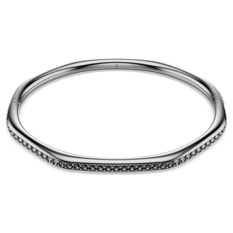 swarovski dextera bangle  octagon shape  round cut  white  ruthenium plated