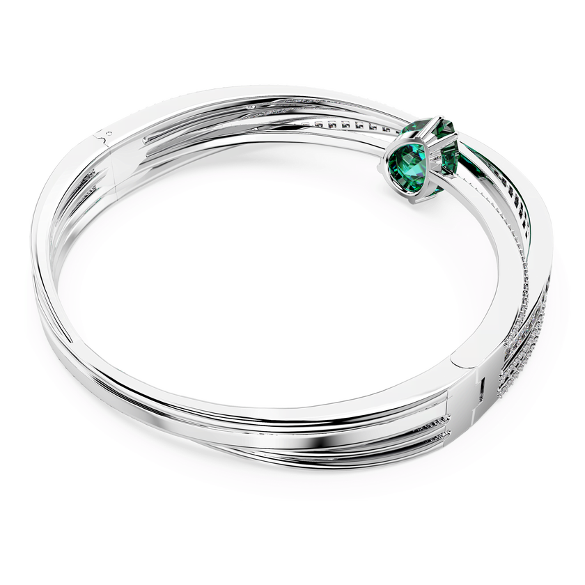 swarovski hyperbola bangle  carbon neutral zirconia  green  rhodium plated