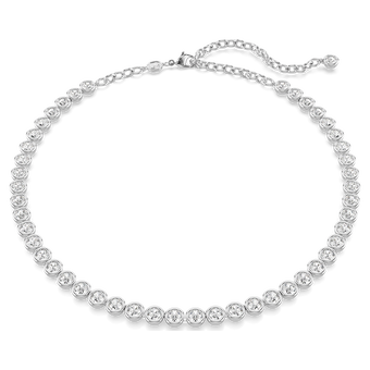 swarovski imber tennis necklace  round cut  white  rhodium plated
