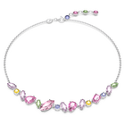 Gema necklace, Mixed cuts, Multicolored, Rhodium plated