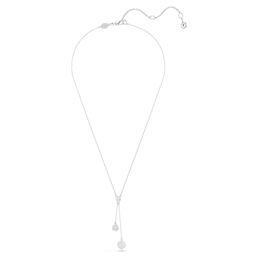 swarovski dextera y pendant  round cut  sphere and cube  white  rhodium plated