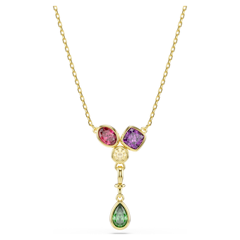 swarovski imber y pendant  mixed cuts  multicolored  18k gold finish