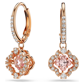 swarovski una drop earrings  clover  pink  18k rose gold finish