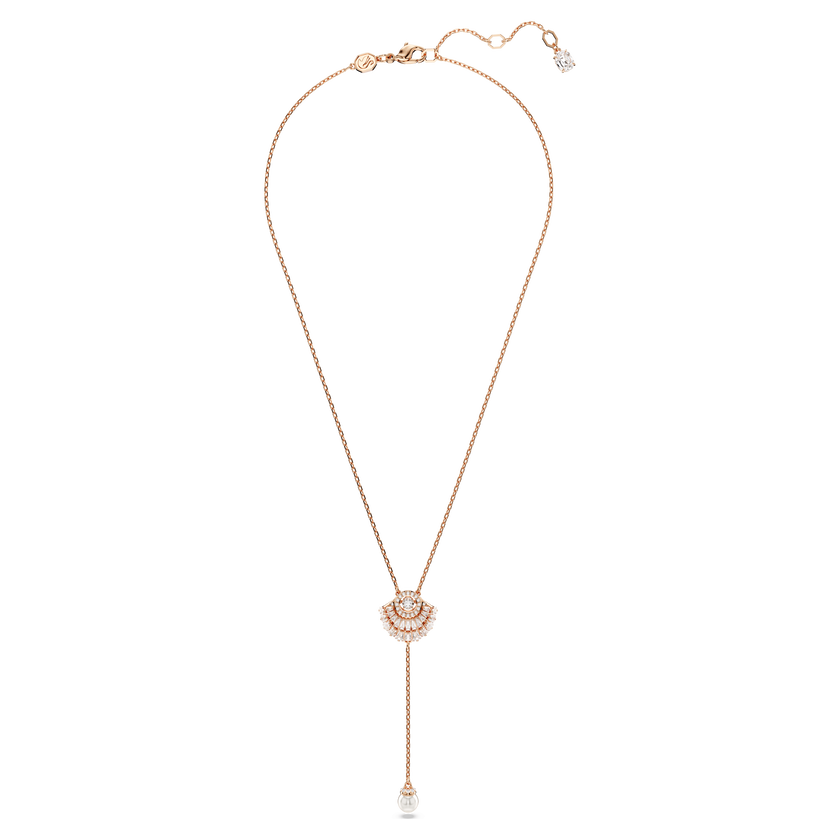 swarovski idyllia y pendant  crystal pearl  shell  white  rose gold tone plated