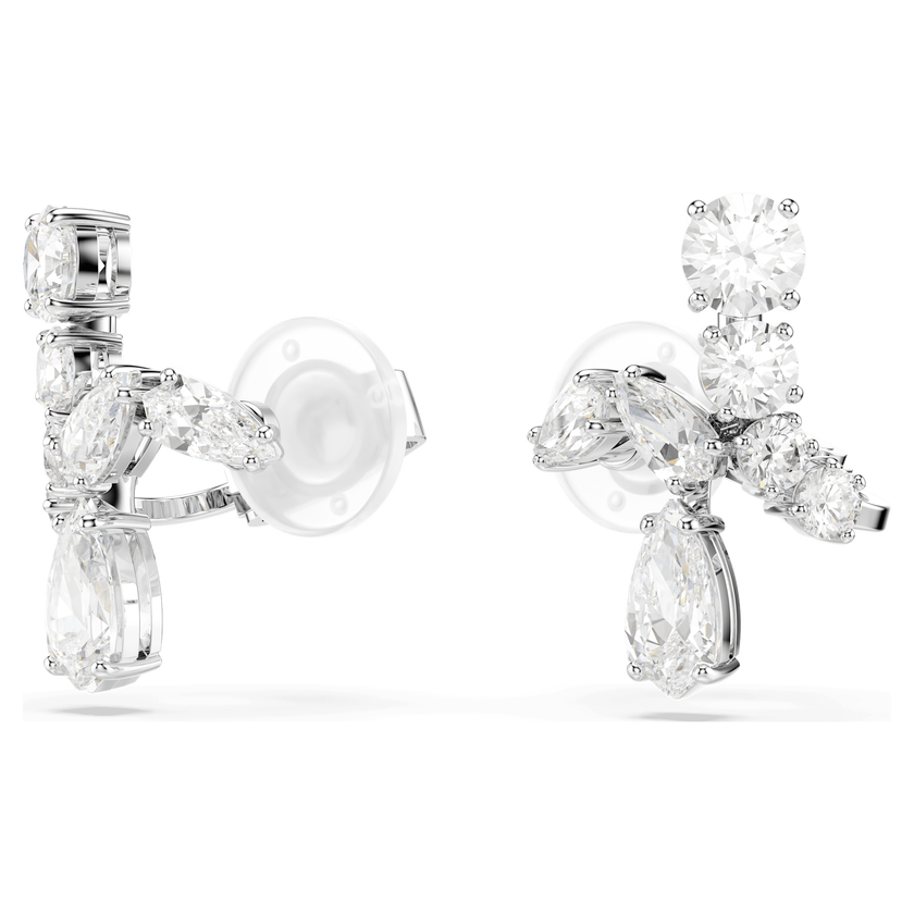 swarovski matrix clip earrings  mixed cuts  white  rhodium plated