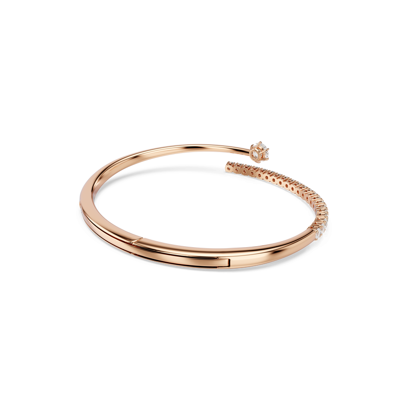 swarovski matrix bangle  round cut  white  18k rose gold finish