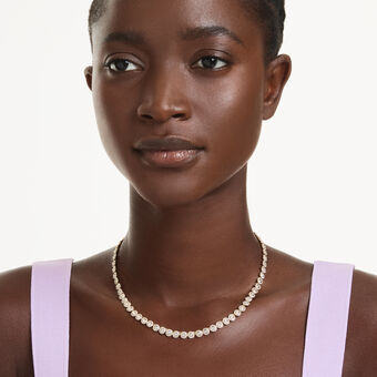 swarovski una angelic necklace  round cut  small  white  gold tone plated