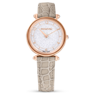 Crystalline Wonder watch, Swiss Made, Leather strap, Beige, Rose gold-tone finish