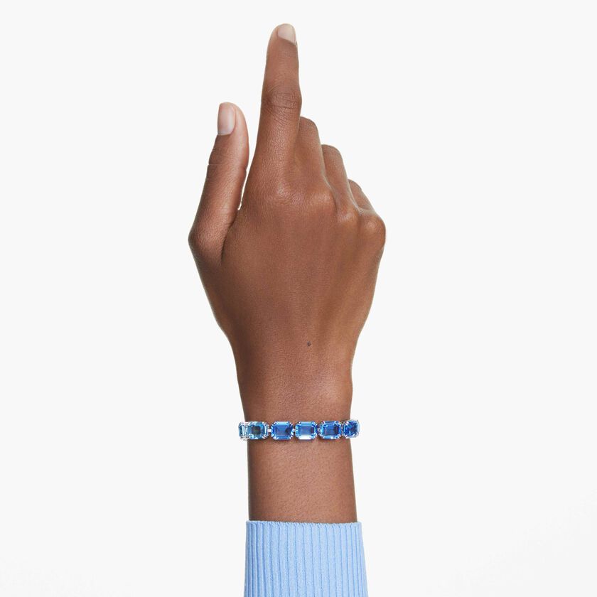 swarovski millenia bracelet  octagon cut  color gradient  blue  rhodium plated