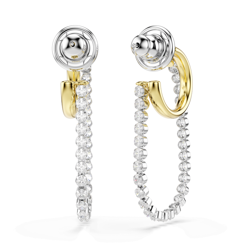 swarovski hyperbola earrings  round cut  white  mixed metal finish
