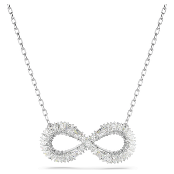 swarovski hyperbola pendant  infinity  white  rhodium plated