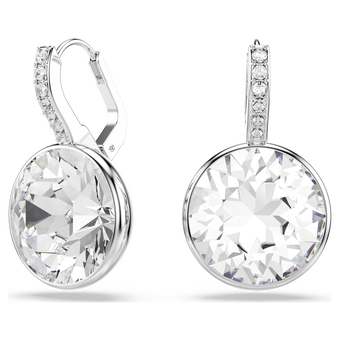 swarovski millenia drop earrings  round cut  white  rhodium plated