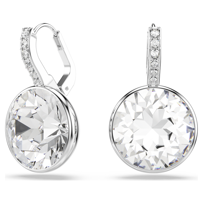 swarovski millenia drop earrings  round cut  white  rhodium plated