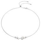 swarovski constella necklace  crystal pearl  round cuts  white  rhodium plated