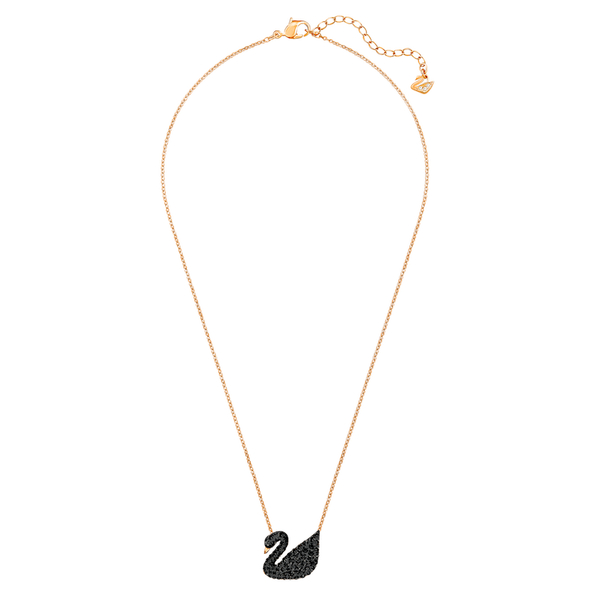 swarovski iconic swan pendant  black  rose gold plated