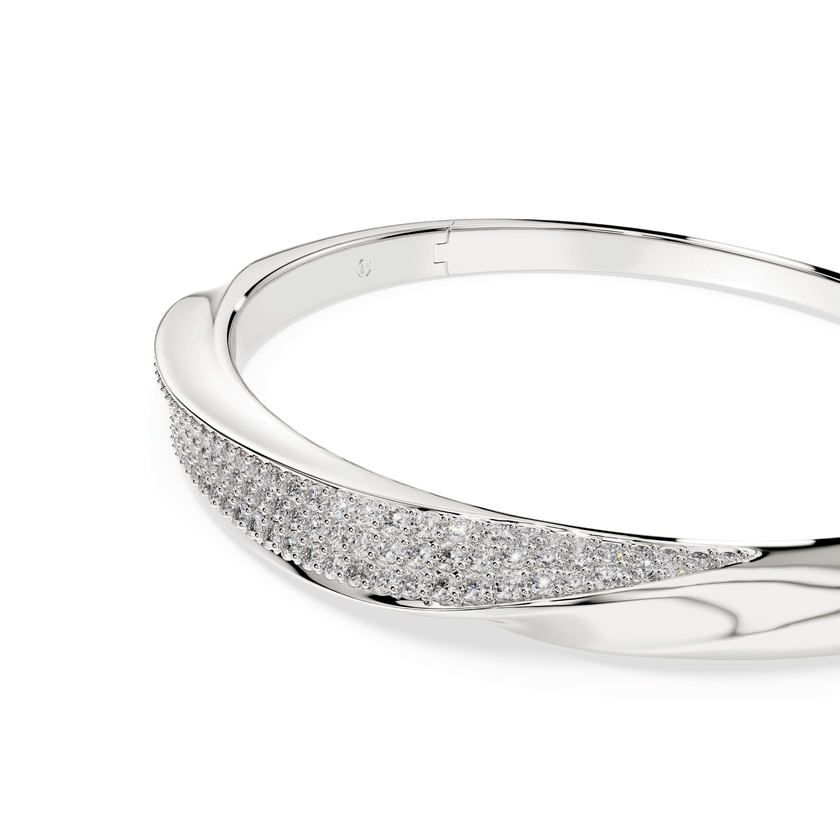 swarovski classica bangle  round cut  white  sterling silver