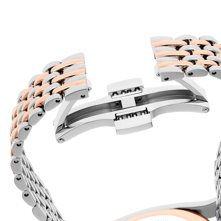 swarovski crystalline aura watch  swiss made  metal bracelet  rose gold tone  mixed metal finish
