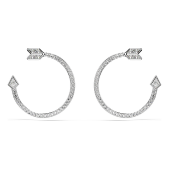 swarovski idyllia hoop earrings  mixed cuts  arrow  white  rhodium plated