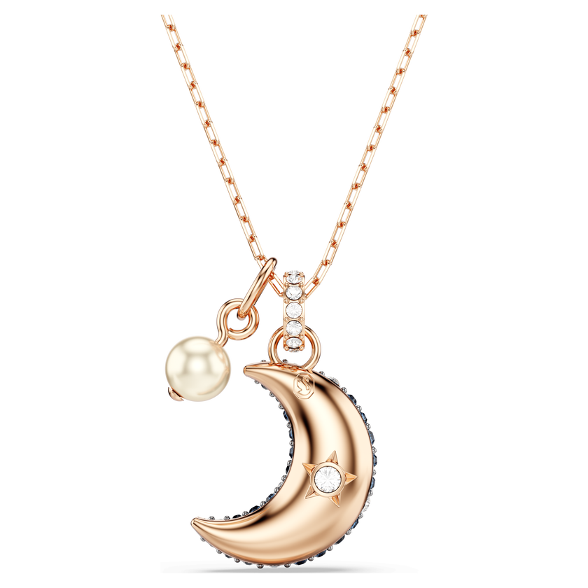 swarovski sublima pendant  crystal pearl  moon  multicolored  rose gold tone plated